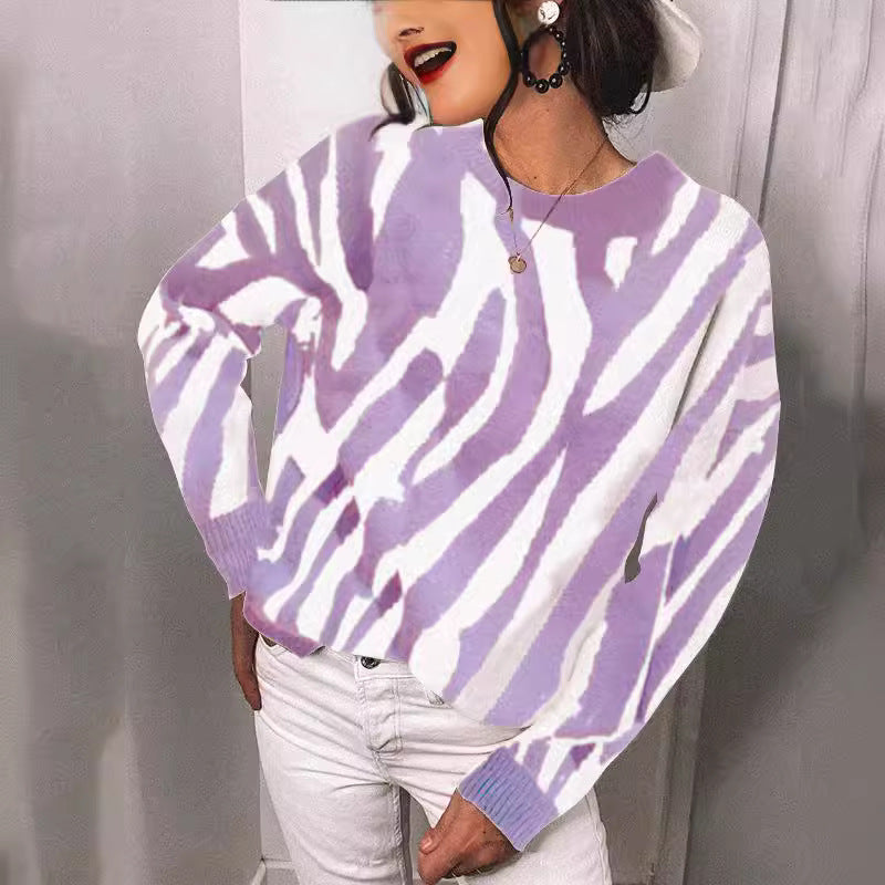 Damen Strickpullover mit modernem Streifenmuster und lässigem Schnitt WW