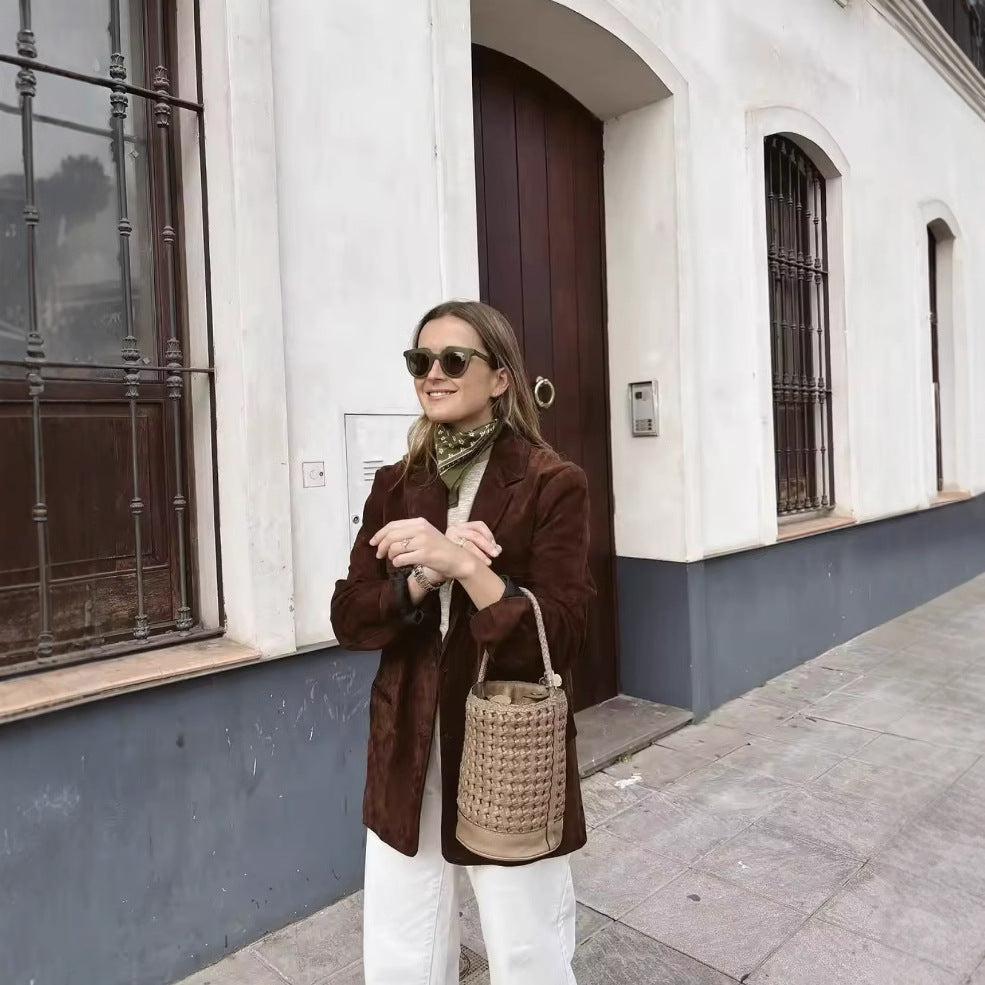 Damen Wildleder-Blazerjacke W&W Mode