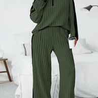 Damen bequemer Loungewear-Set mit strukturiertem Stoff und Halbzip WW