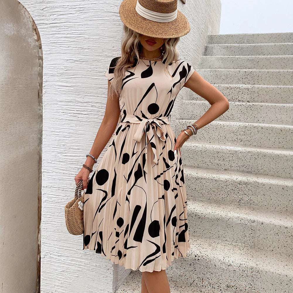 Damen Midikleid mit angesagtem geometrischem Mustermix und taillierbarem Gürtel WW