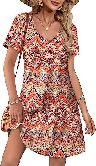 Damen Kurzarm Freizeitkleid WW