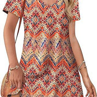 Damen Kurzarm Freizeitkleid WW