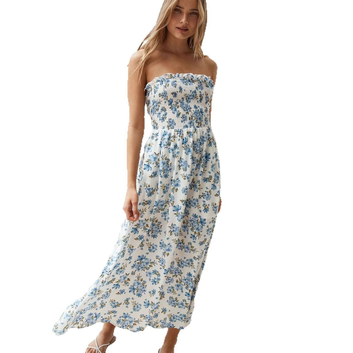 Damen Sommerliches Maxikleid mit schmalem Oberteil und Blumenprint WW