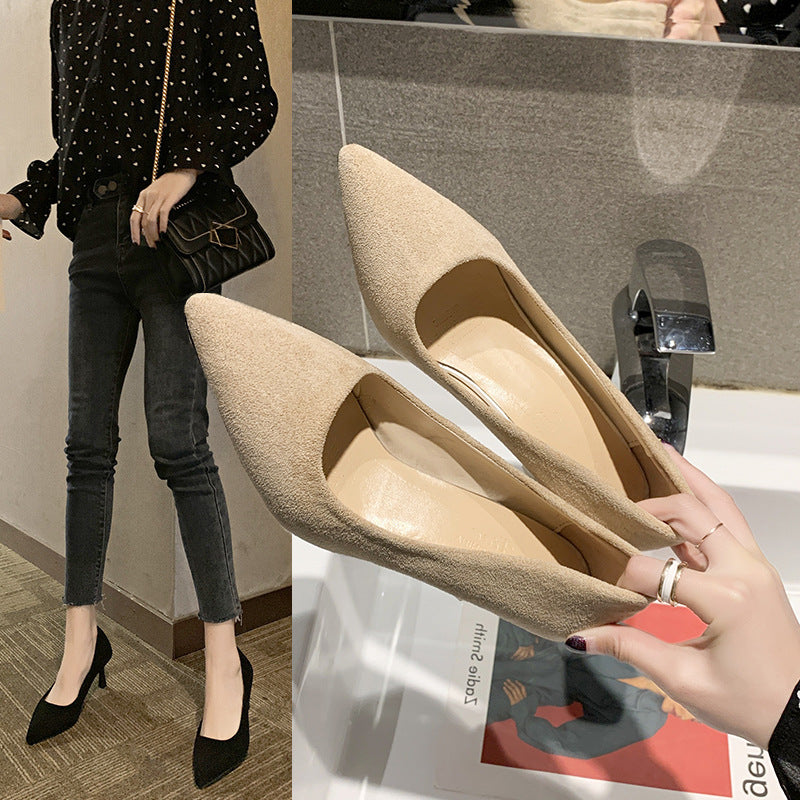 Damen spitze Wildleder High Heels mit stylishem Blockabsatz WW
