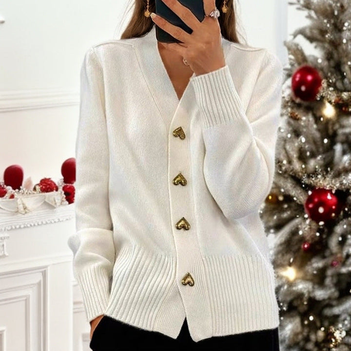 W&W Mode | Elegante Strickjacke Mit Herzknöpfen