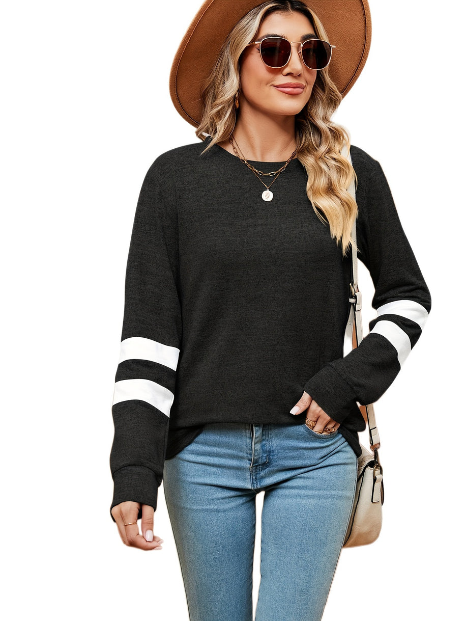 Damen sportliches Sweatshirt mit dekorativen Streifendetails WW