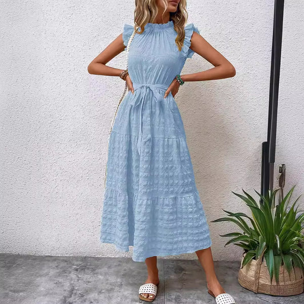 Damen Wickelkleid mit Rüschendetails und erzählt Kleidersaum WW
