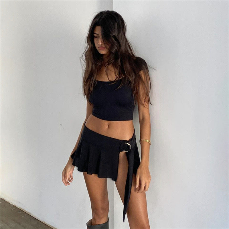 Damen sportliches Crop-Top und verspielter Wickelrock WW