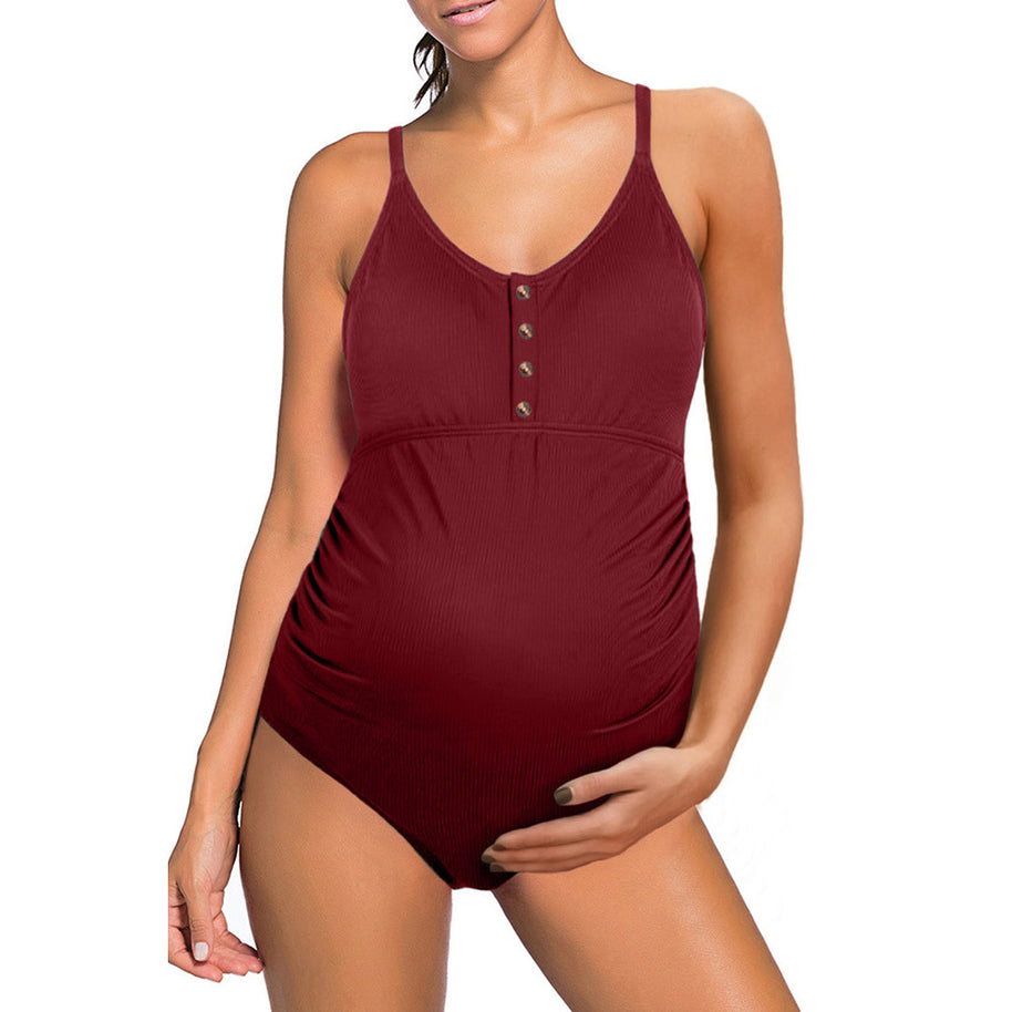 Damen Umstands-Badeanzug mit Knopfdetails WW