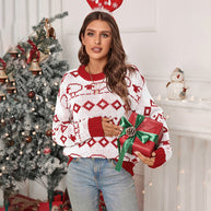 Damen Strickpullover mit fröhlichem Muster und lässigem Schnitt WW