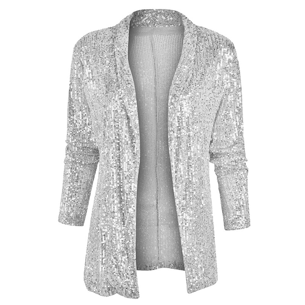 Damen Glamouröser Pailletten-Blazer WW