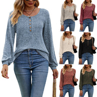 Damen Strickoberteil mit Knopfdetails und lässigem Schnitt WW