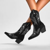 Damen Glänzende Strass-besetzte Western Cowboy-Stiefel WW
