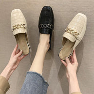 Damen elegante Slingback-Pantoletten mit Ketten-Detail W&W