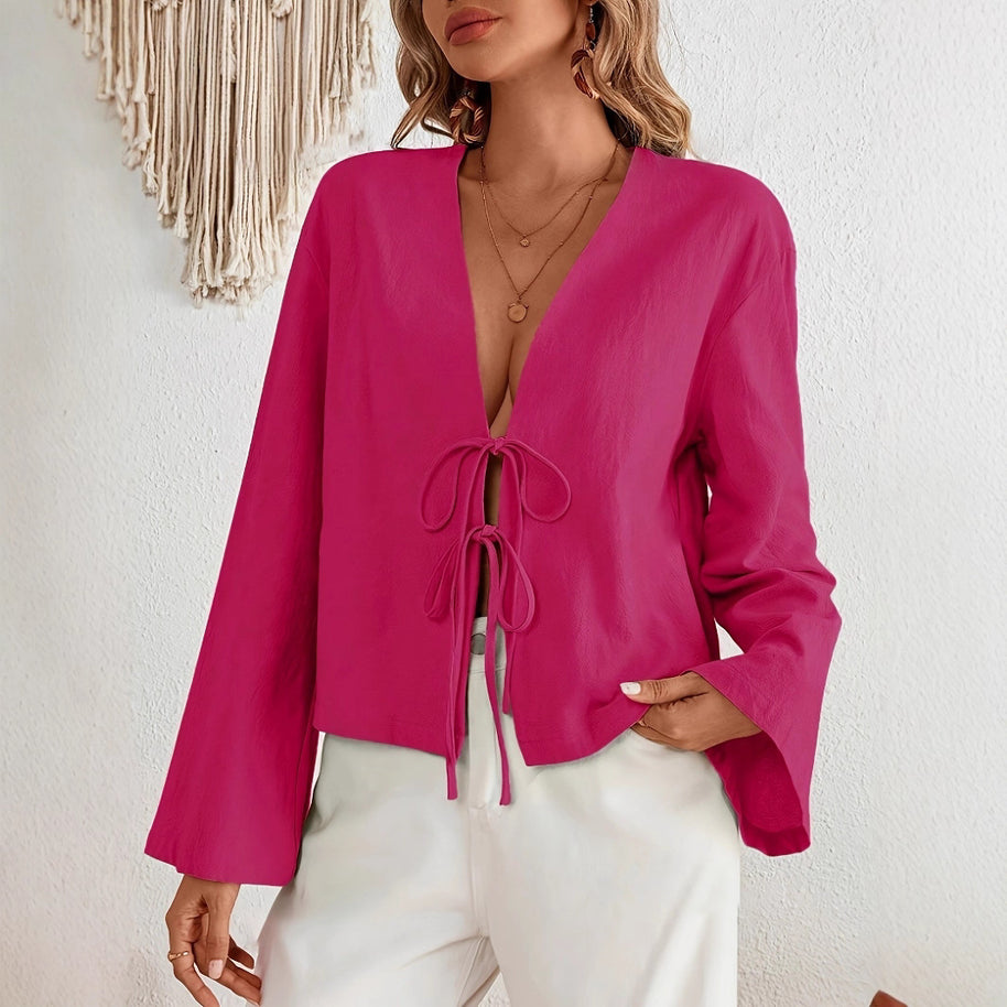 Damen lässige Kurzblazer mit strukturiertem Stoff WW