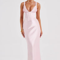 Damen Abendkleid mit Korsett-Oberteil und schimmerendem Finish WW