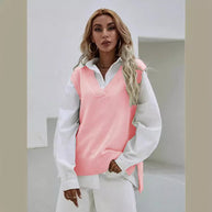 Damen Strickweste mit V-Ausschnitt und modernen Details WW