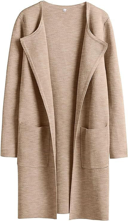 Damen Oversized Strickmantel mit offenen Fronten und praktischen Taschen WW