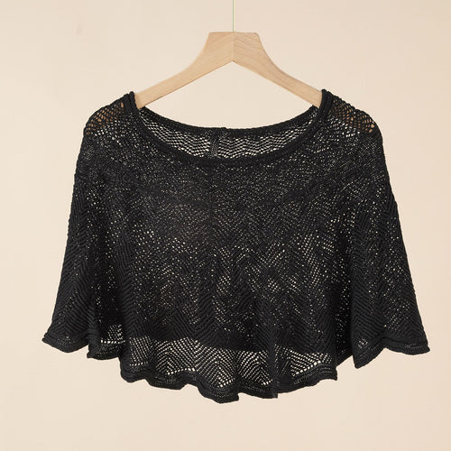 Damen luftiger Strickponcho im modernen Design WW