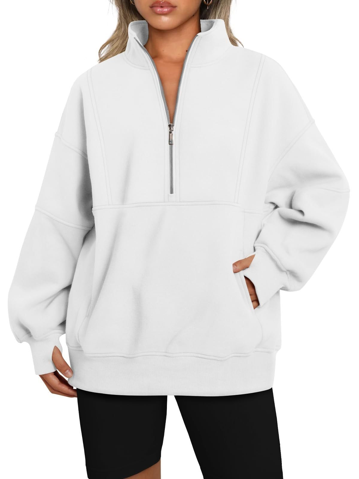 Damen Sportlicher Hoodie mit hohem Kragen und Reißverschluss WW