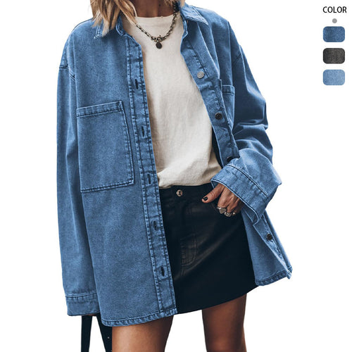 Damen Overshirt aus Denim mit lässigem Schnitt WW