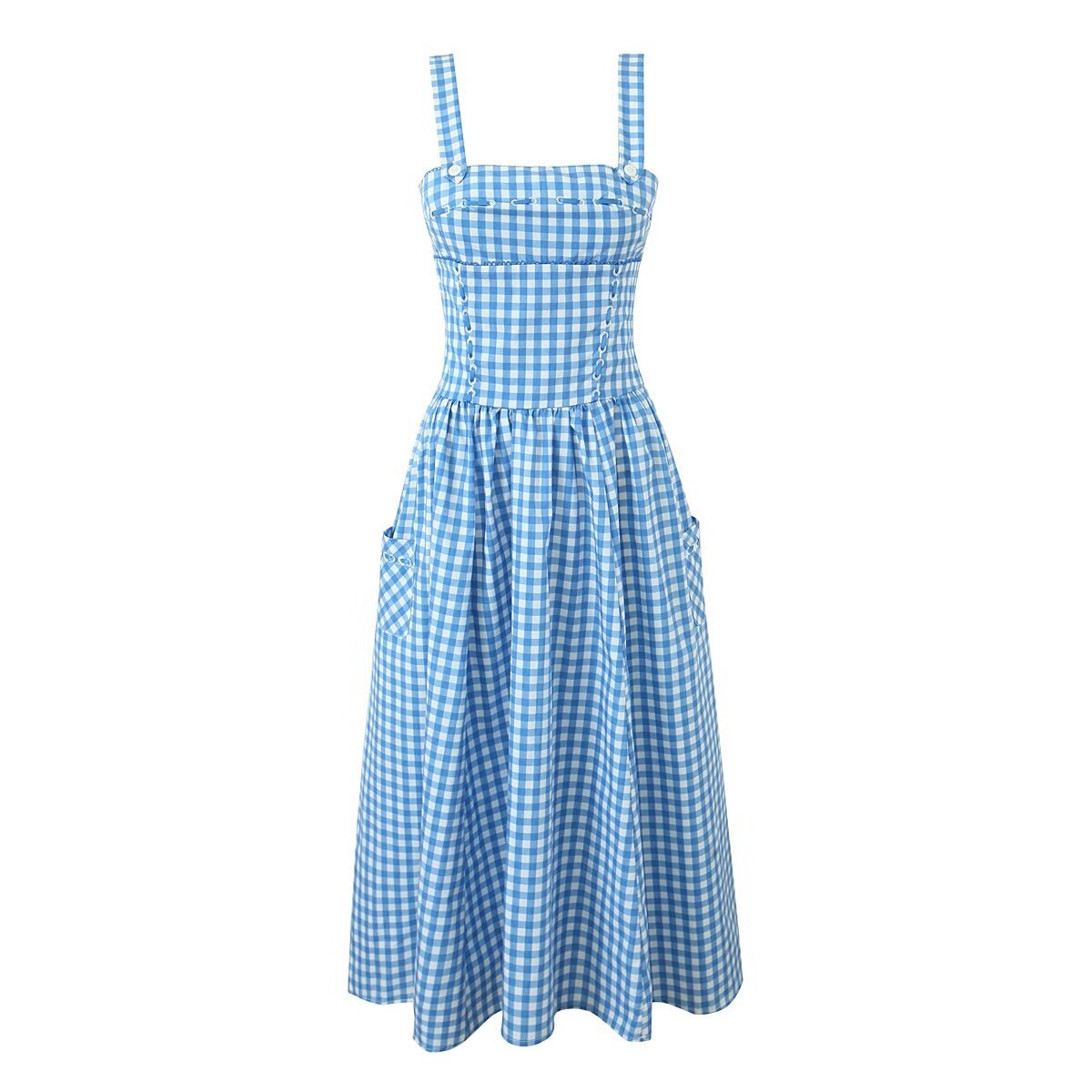 Damen Sommerliches Viskosekleid mit Gingham-Muster und praktischen Taschen WW