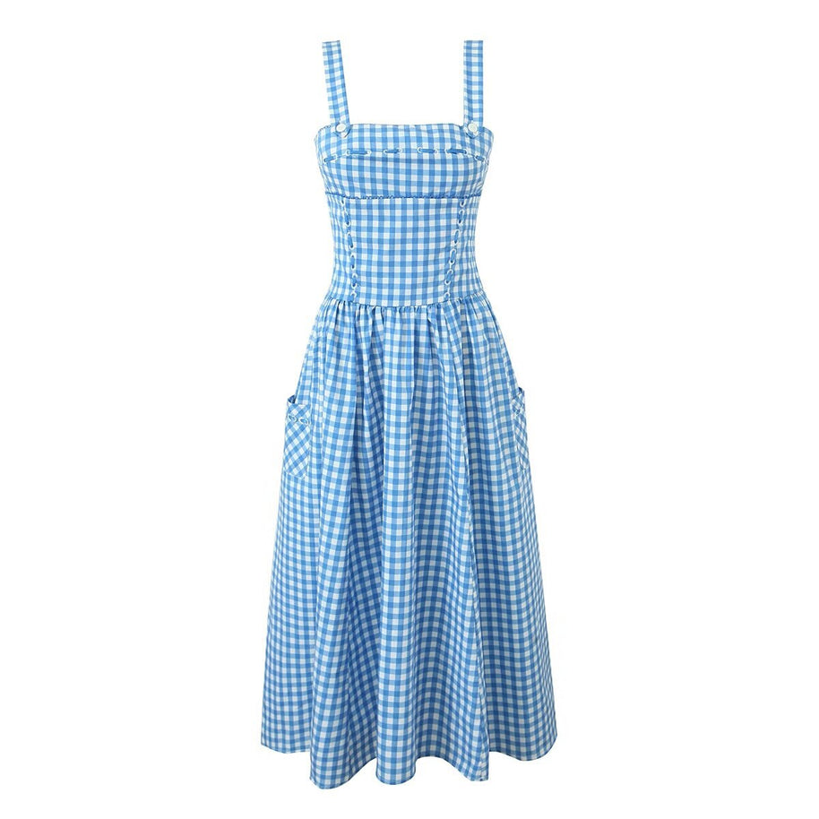 Damen Sommerliches Viskosekleid mit Gingham-Muster und praktischen Taschen WW