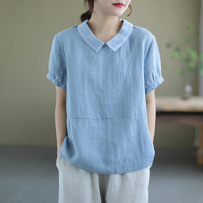 W&W Mode | Leinen Vintage Bluse für Damen - Stilvolle und Bequeme Bluse