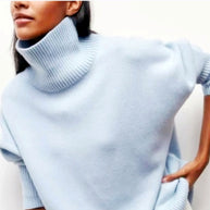 Damen Modischer Rollkragenpullover aus weichem Material WW