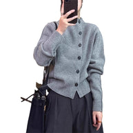 Damen Strickjacke mit Knopfdetails und breiten Rippärmeln WW