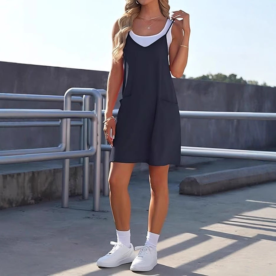 Damen Freizeitkleid mit praktischen Taschen und lockerem Schnitt W&W Mode