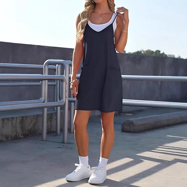 Damen Freizeitkleid mit praktischen Taschen und lockerem Schnitt W&W Mode