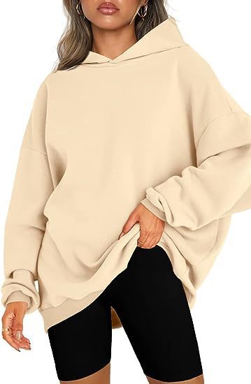 Damen oversized Kapuzenpullover mit seitlichen Schlitzen W&W Mode
