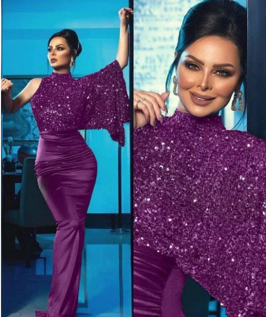 Damen Abendkleid mit funkelndem Oberteil und elegantem Taillenschnitt WW