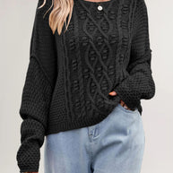 Damen Strickpullover mit strukturiertem Zopfmuster WW