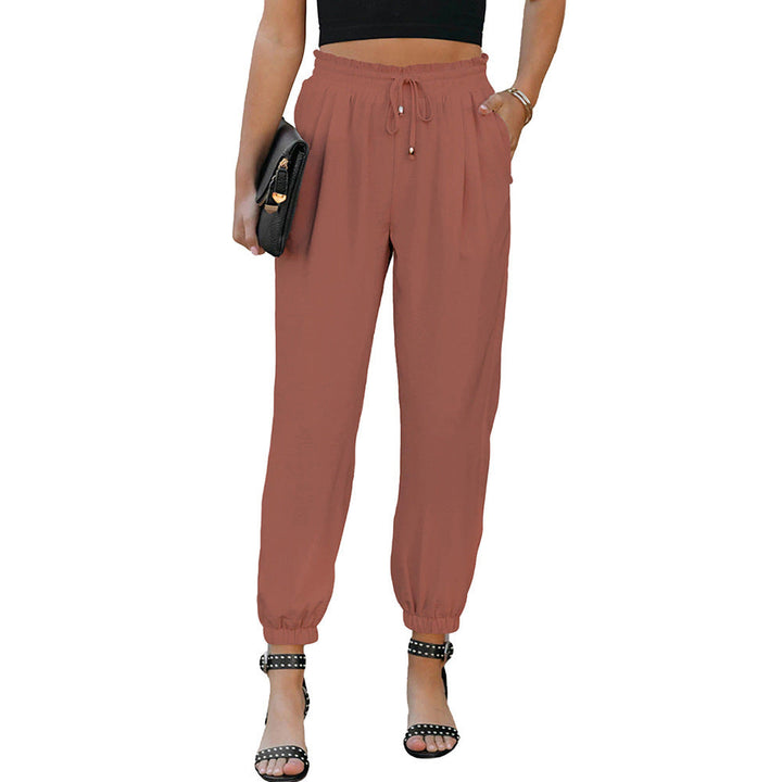 Damen lässige Freizeithose mit elastischem Bund und praktischen Taschen W&W Mode