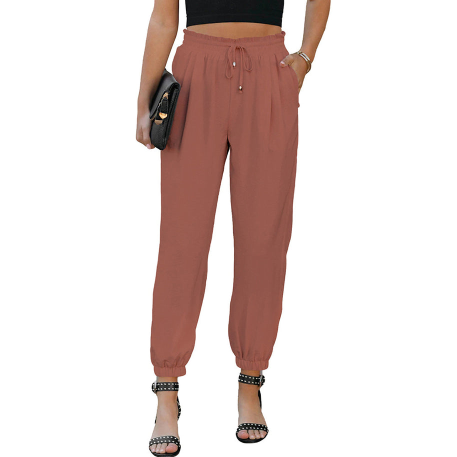 Damen lässige Freizeithose mit elastischem Bund und praktischen Taschen WW