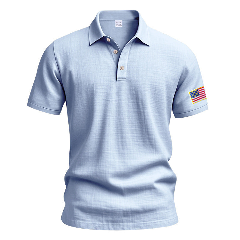 Herren sportliches Poloshirt mit amerikanischem Flaggenmotiv und feuchtigkeitsregulierender Technologie WW