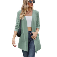 Damen Strickjacke mit offener Front und eingearbeiteten Taschen WW