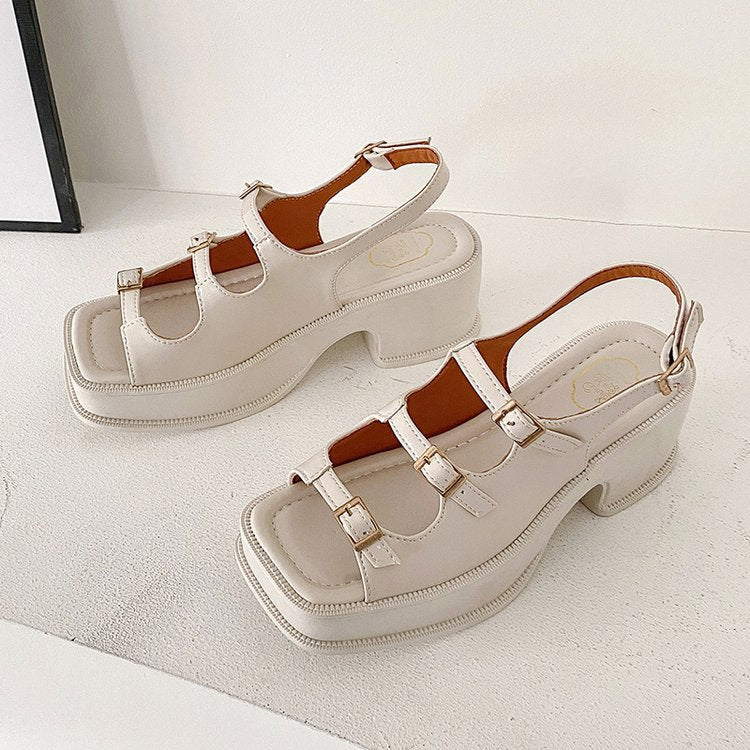 Damen Plateau-Sandalen mit verstellbaren Riemen und modischem Blockabsatz W&W Mode