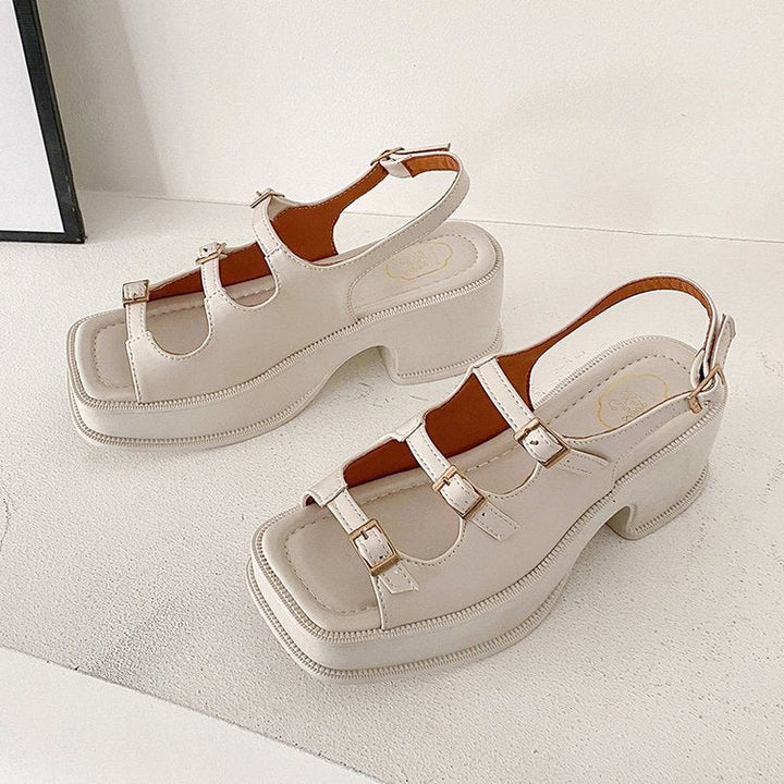 Damen Plateau-Sandalen mit verstellbaren Riemen und modischem Blockabsatz W&W Mode