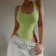Damen Body mit tiefem U-Ausschnitt und verstellbaren Trägern W&W