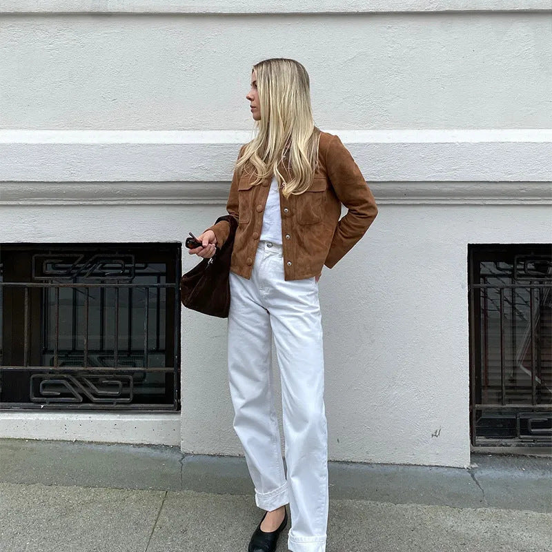 Damen Schnittige Wildlederjacke WW