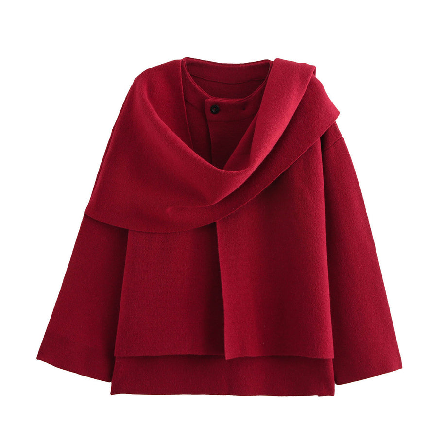 Damen asymmetrische ponchoartige Jacke aus weichem Material WW