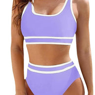 Damen Sportliches Bikini-Set mit hoch geschnittenem Unterteil und sportlichem Oberteil WW