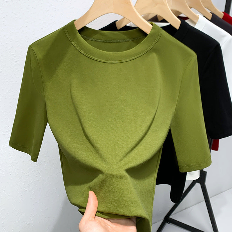 Damen Basic T-Shirt mit weicher Baumwollmischung und körperbetonter Passform WW