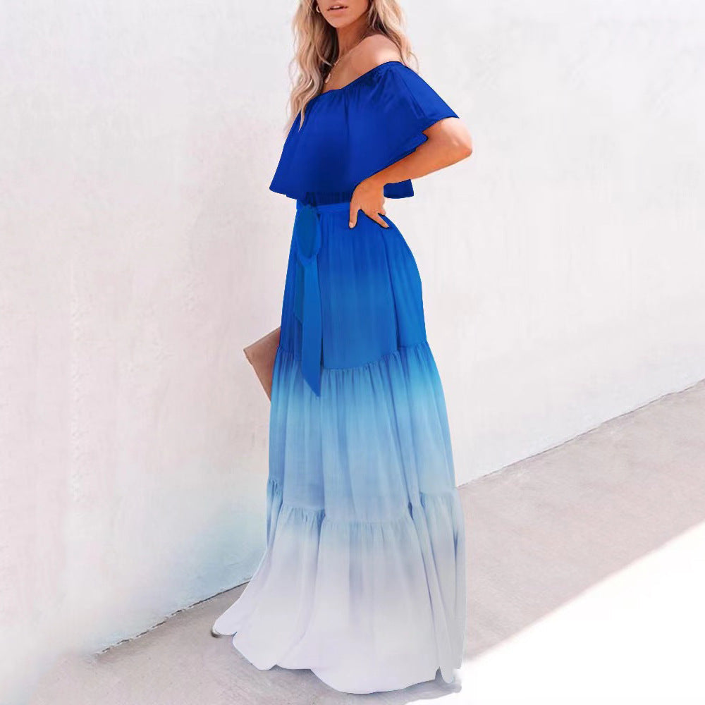 Damen Maxikleid mit schulterfreiem Design von W&W Mode