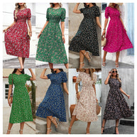 Damen Leichtes Blumendruck Maxi Kleid mit Smock-Taille WW