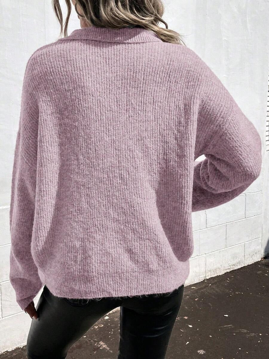 Damen Sportlicher Pullover mit modernem V-Ausschnitt und praktischer Brusttasche WW