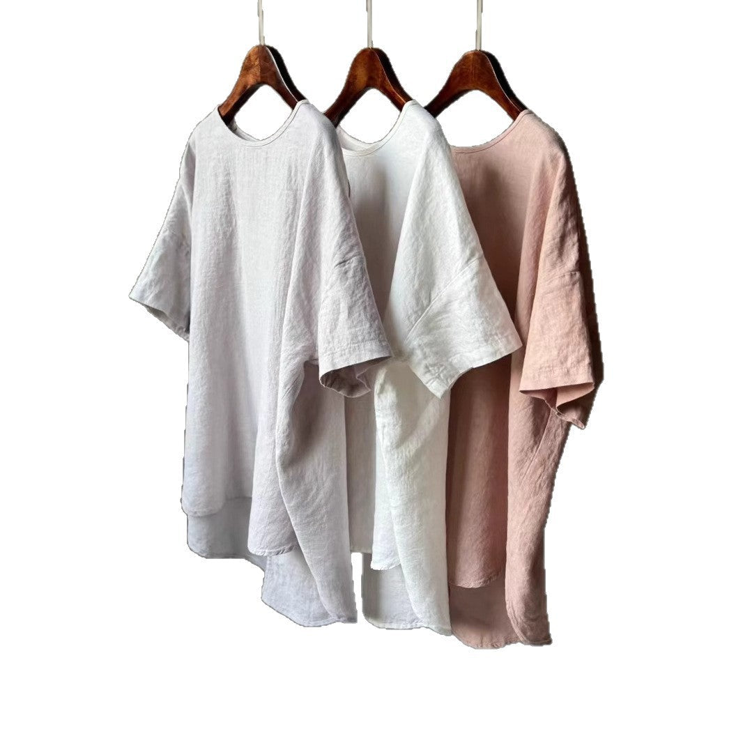 Damen Relaxed Fit Leinen T-Shirt W&W Mode
